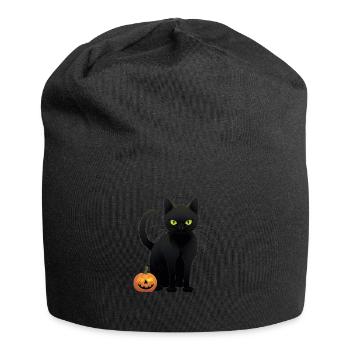 Halloween macabre : chat noir à la citrouille - Bonnet en jersey - noir - Devant