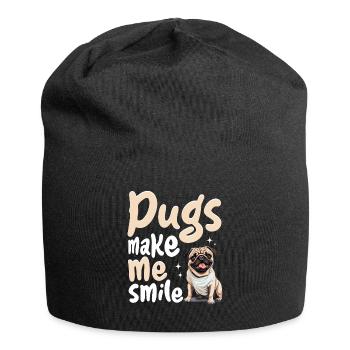 Pug Dog Breed Pet - Pugs make me smile - Jersey Beanie - black - Front