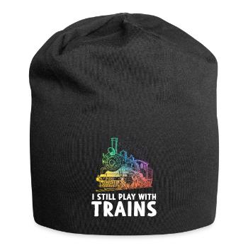 I Still Play With Trains Eisenbahn - Jersey-Beanie - Schwarz - Vorne