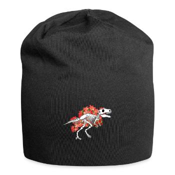 Dinosaurier Blumenmuertos Tag der Toten Halloween - Jersey-Beanie - Schwarz - Vorne