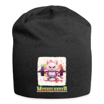 Muskelkater Bodybuilding Kraftsport Fitness Meme - Jersey-Beanie - Schwarz - Vorne