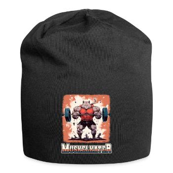 Muskelkater Bodybuilding Kraftsport Fitness Meme - Jersey-Beanie - Schwarz - Vorne