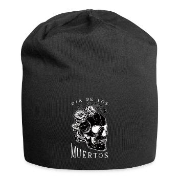 Flower Skull Dia De Los Muertos Day Of Dead Floral - Jersey Beanie - black - Front