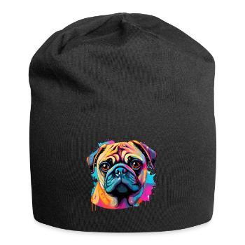 Pop Art Colorful Pug Dog Breed Pet - graphic - Jersey Beanie - black - Front