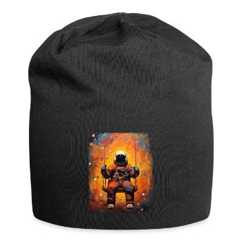 Astronaut Auf Schaukel Weltraum Galaxie Planeten - Jersey-Beanie - Schwarz - Vorne