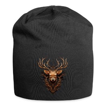 Trachtenhemd Hirsch T-Shirt Herren Trachtenshirt - Jersey-Beanie - Schwarz - Vorne