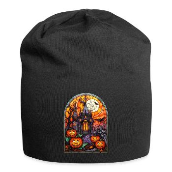 Halloween Stained Glass Stained Glass - Jersey Beanie - black - Front