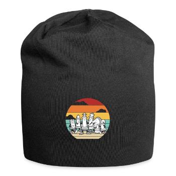 Retro Dame Spieler Großmeister Profi Schach - Jersey-Beanie - Schwarz - Vorne
