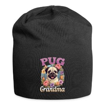 Pug Dog Breed Pet - Pug Grandma - Jersey-Beanie - Schwarz - Vorne