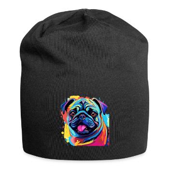 Pop Art Colorful Pug Dog Breed Pet - graphic - Jersey Beanie - black - Front