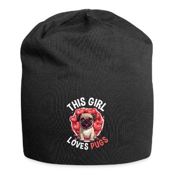 Pug Dog Breed Pet - Cette fille aime les carlins - Bonnet en jersey - noir - Devant