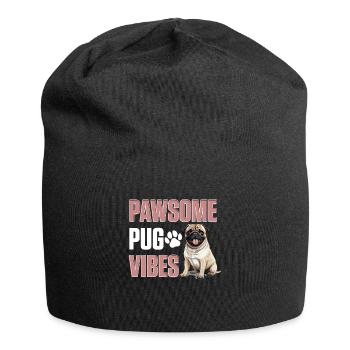 Pug Dog Breed Pet - Pawsome Pug Vibes - Jersey Beanie - black - Front
