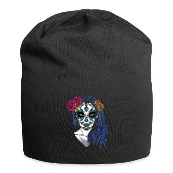 Lady La Catrina Mexiko Blumenmuertos Tag der Toten - Jersey-Beanie - Schwarz - Vorne