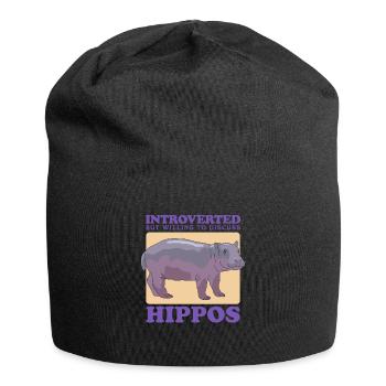 Nilpferd Baby Flusspferd Nilpferde Geschenk - Jersey-Beanie - Schwarz - Vorne