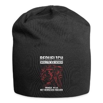 wollte ich schon immer was mit Menschen machen - Jersey-Beanie - Schwarz - Vorne