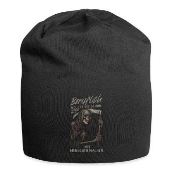 wollte ich schon immer was mit Menschen machen - Jersey-Beanie - Schwarz - Vorne