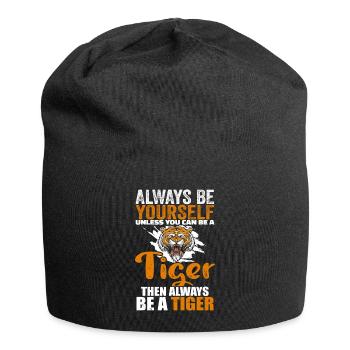 Tiger Lover, Sei du selbst Tiger, Lustiger Tiger - Jersey-Beanie - Schwarz - Vorne