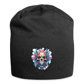 Skull Skull Skull Skeleton Bone - Jersey Beanie - black - Front