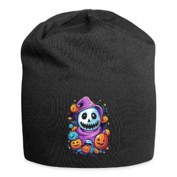 Smiling Ghost and Witch's Hat – Sweet Creepy Joy - Jersey Beanie - black - Front