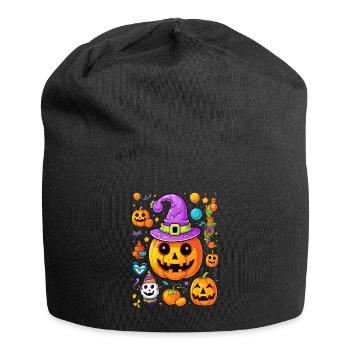 Cool Halloween pop art design citrouille et chapeau de sorcière - Bonnet en jersey - noir - Devant