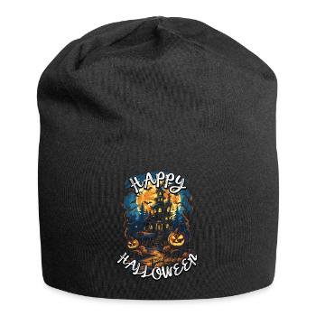 Happy Halloween with spooky pumpkin design - Jersey Beanie - black - Front
