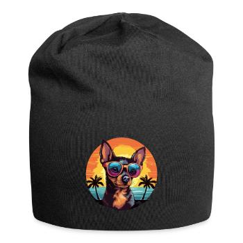 Chihuahua Chiwawa Dog Breed Pet with Sunglasses - Jersey-Beanie - Schwarz - Vorne