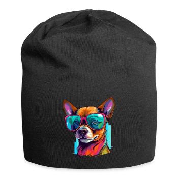 Chihuahua Chiwawa Dog Breed Pet with Sunglasses - Jersey-Beanie - Schwarz - Vorne