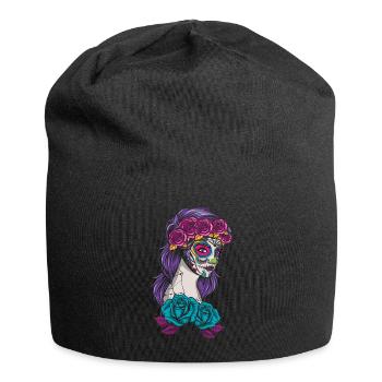 La Calavera Mexico Floral Muertos Day Of Dead - Jersey Beanie - black - Front