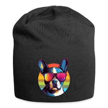 Boston Terrier Bostie Dog Breed Pet with Sunglasse - Jersey Beanie - black - Front