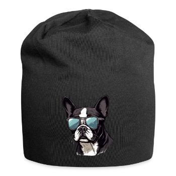 Boston Terrier Bostie Dog Breed Pet avec lunettes de soleil - Bonnet en jersey - noir - Devant