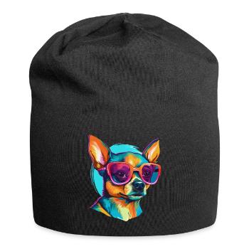 Chihuahua Chiwawa Dog Breed Pet with Sunglasses - Jersey-Beanie - Schwarz - Vorne