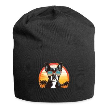 Boston Terrier Bostie Dog Breed Pet avec lunettes de soleil - Bonnet en jersey - noir - Devant