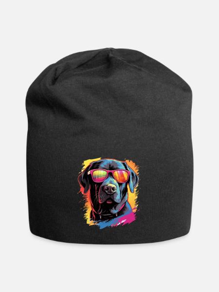 Labrador Retriever Lab Dog Breed Pet with Sunglass - Jersey-Beanie - Schwarz
