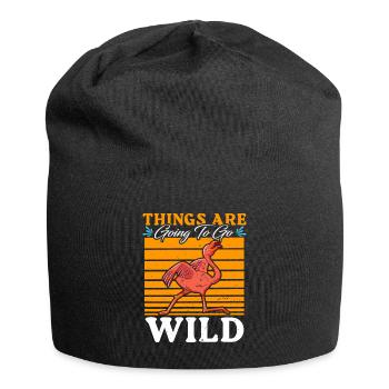 Flamingo Party Things are going to be Wild - Jersey-Beanie - Schwarz - Vorne