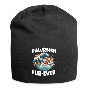 Chat Kawaii au paradis des ramen pour Otakus - Bonnet en jersey - noir - Devant