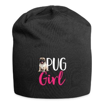 Pug Dog Breed Pet - Pug Girl - Jersey-Beanie - Schwarz - Vorne