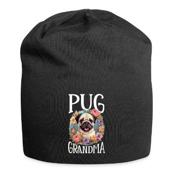 Pug Dog Breed Pet - Pug Grandma - Jersey-Beanie - Schwarz - Vorne