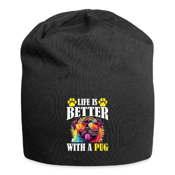 Pug Dog Breed Pet - Life Is Better With A Pug - Jersey-Beanie - Schwarz - Vorne
