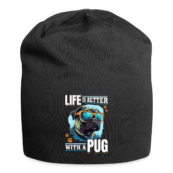 Pug Dog Breed Pet - Life Is Better With A Pug - Jersey-Beanie - Schwarz - Vorne