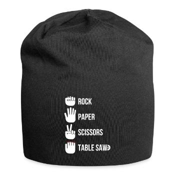 Rock Paper Scissors Table Saw Carpenter - Jersey Beanie - black - Front