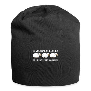 Cadeau agriculteur éleveur de moutons - Bonnet en jersey - noir - Devant