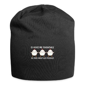 Cadeau agriculteur éleveur de poules - Bonnet en jersey - noir - Devant