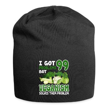 Véganisme végétalien - Bonnet en jersey - noir - Devant