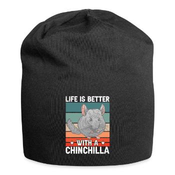 Leben mit Chinchilla Nagetier Wollmaus - Jersey-Beanie - Schwarz - Vorne