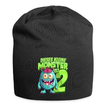 Dieses kleine Monster ist 2 - zwei Jahre - 2. - Jersey-Beanie - Schwarz - Vorne