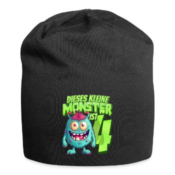 Dieses kleine Monster ist 4 - vier Jahre - 4. - Jersey-Beanie - Schwarz - Vorne
