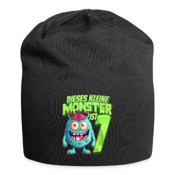 Dieses kleine Monster ist 7 - sieben Jahre - 7. - Jersey-Beanie - Schwarz - Vorne