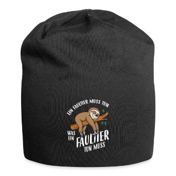 Ein Faultier Muss Tun Was Ein Faultier Tun Muss - Jersey-Beanie - Schwarz - Vorne