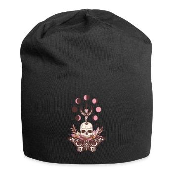 Crâne de papillon d’Halloween vintage et lune - Bonnet en jersey - noir - Devant