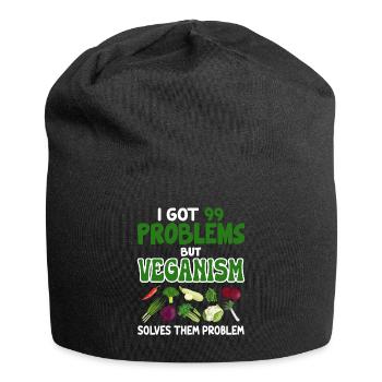 Véganisme végétalien - Bonnet en jersey - noir - Devant